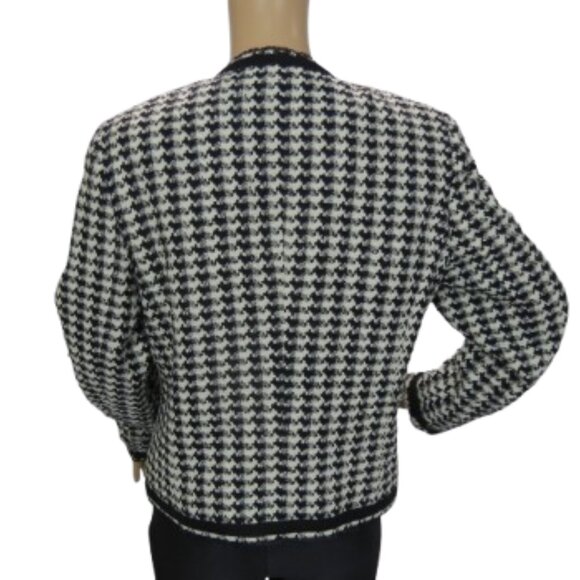 Frank Eden Black and White Houndstooth Wool Blend Blazer - Picture 5 of 8
